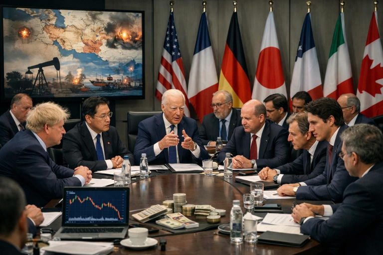 g7 liderleri, orta doğu'daki çatışmanın küresel ekonomi üzerindeki ağır etkilerini azaltmanın önemini vurguladı ve acil önlemler çağrısında bulundu.