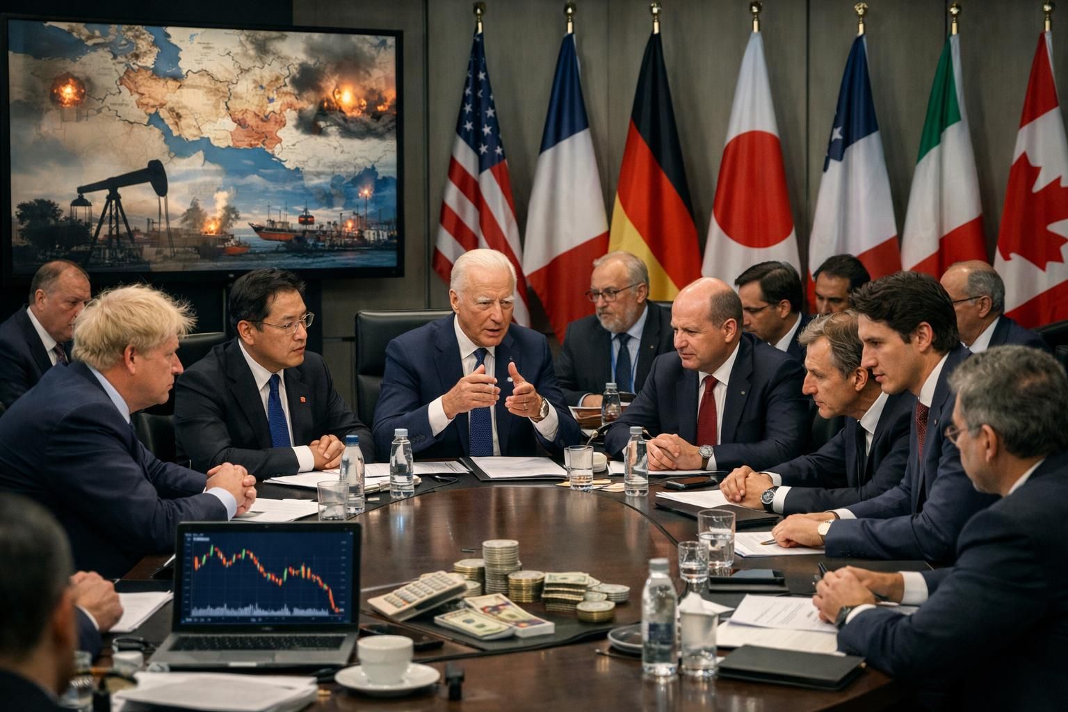 g7 liderleri, orta doğu'daki çatışmanın küresel ekonomi üzerindeki ağır etkilerini azaltmanın önemini vurguladı ve acil önlemler çağrısında bulundu.