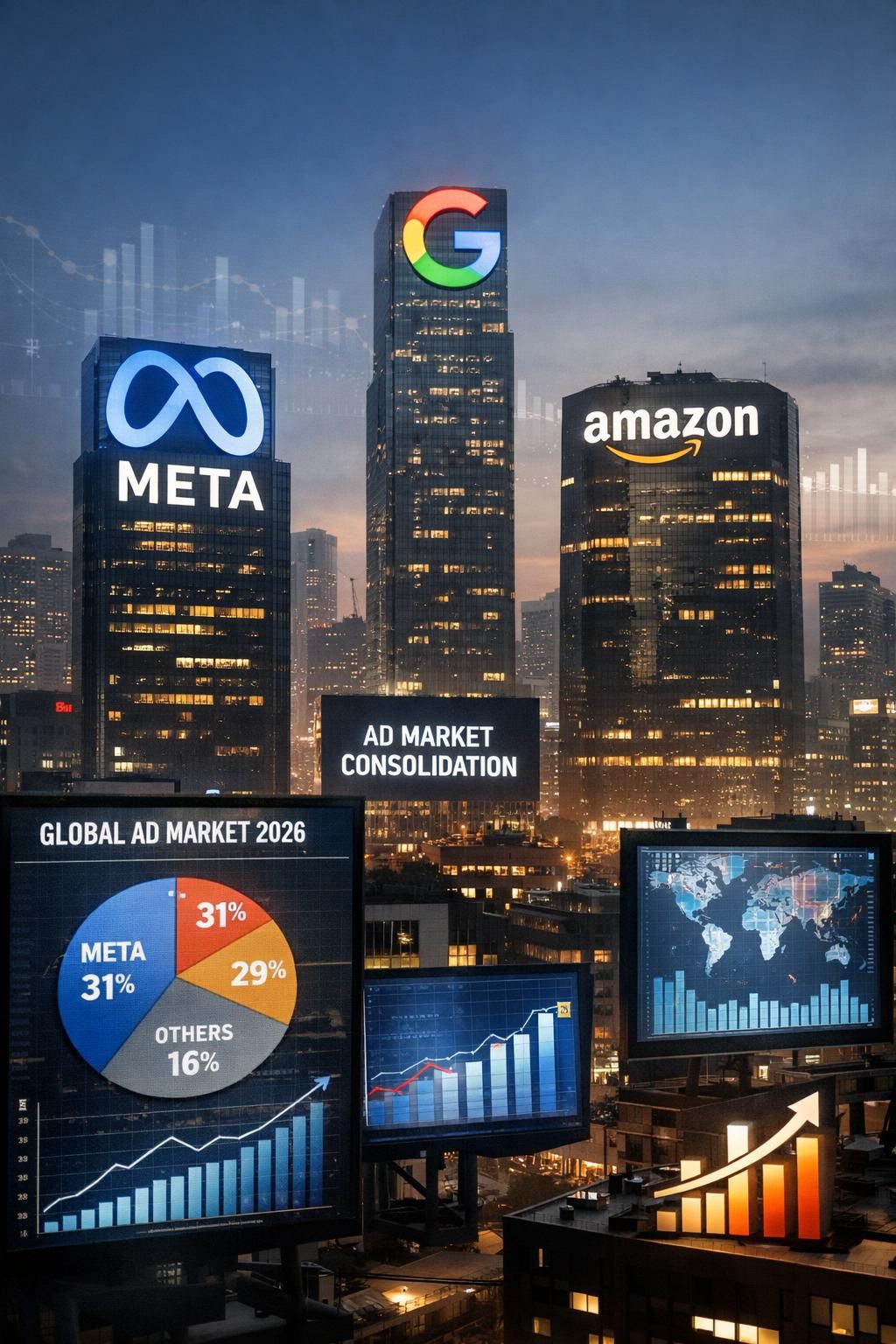 da küresel reklam pazarı meta, google ve amazon’un etrafında yoğunlaşarak dijital reklamcılığın geleceğini şekillendiriyor.