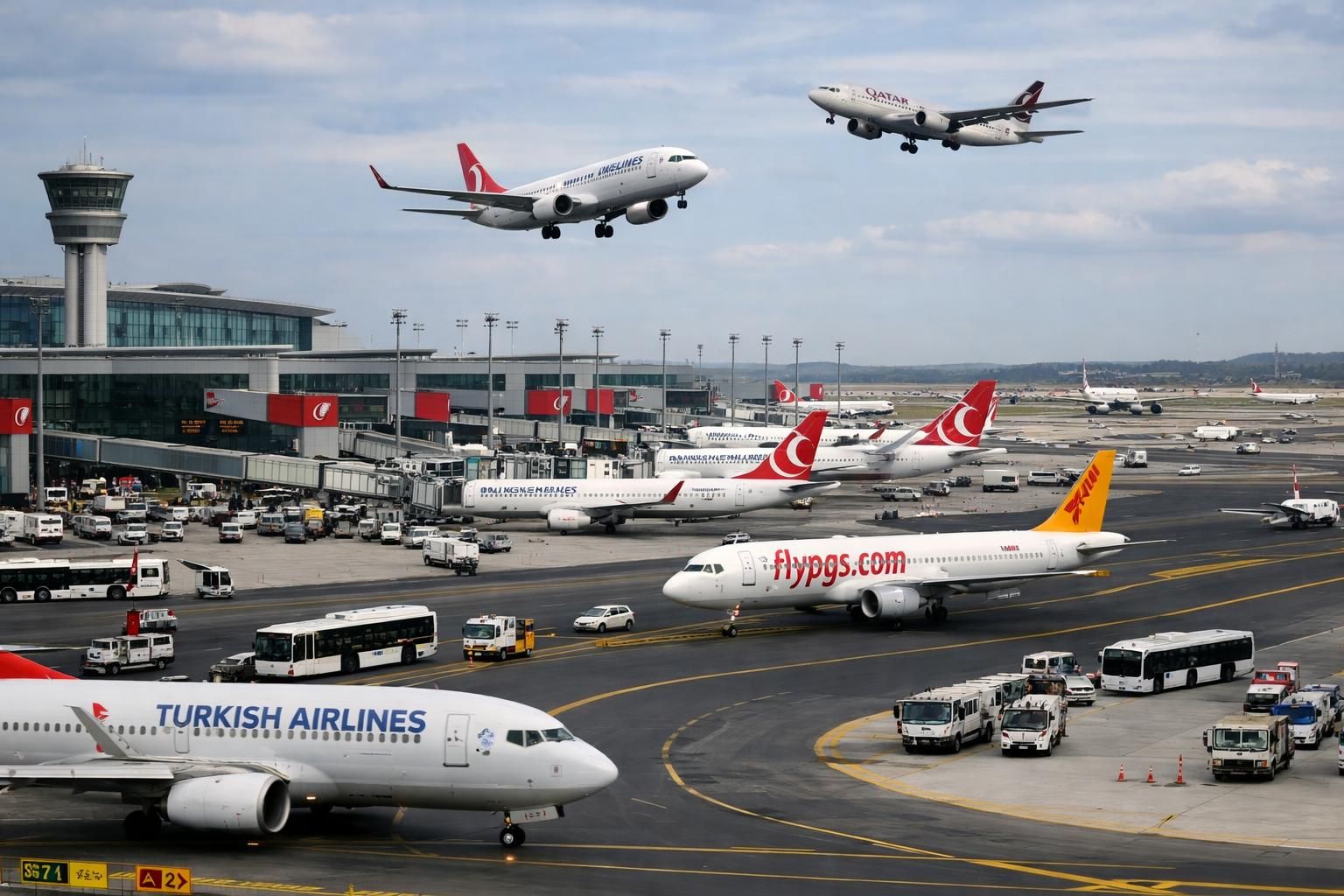 i̇stanbul havalimanı, günlük ortalama 1.472 uçuşla avrupa'nın en yoğun havalimanı olarak dikkat çekiyor. yolculara kesintisiz ve hızlı hizmet sunan bu havalimanı, bölgesel ulaşımda önemli bir merkez haline gelmiştir.