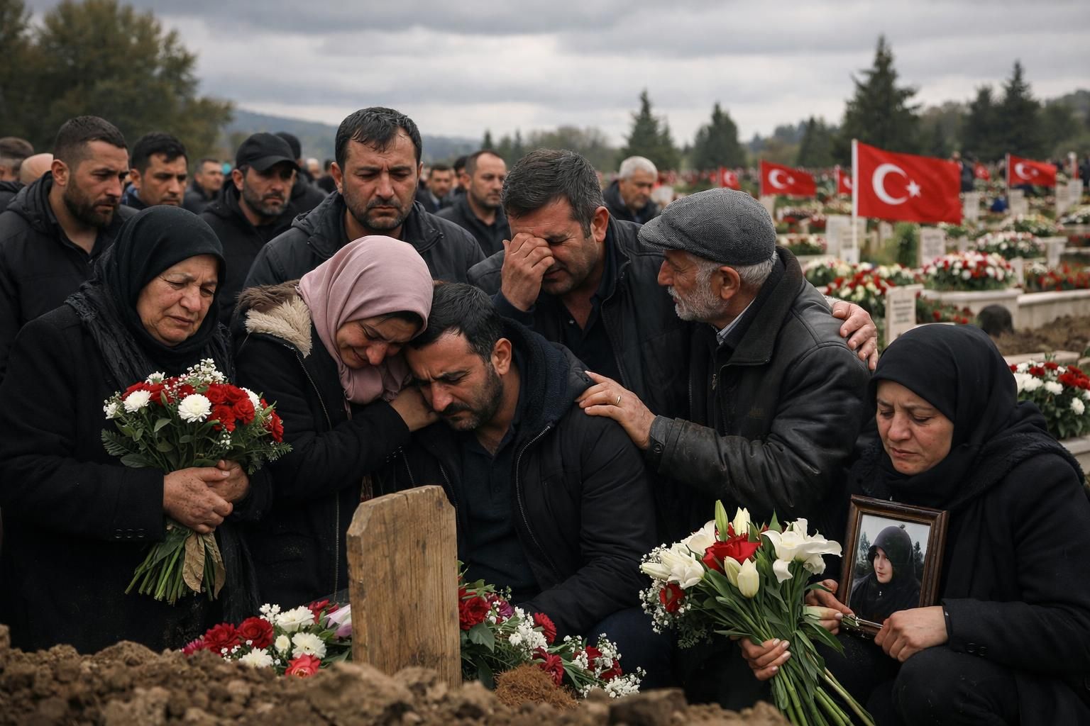 kahramanmaraş'taki okul saldırısında hayatını kaybedenlerin cenaze töreni düzenlendi ve yakınları tarafından toprağa verildi.